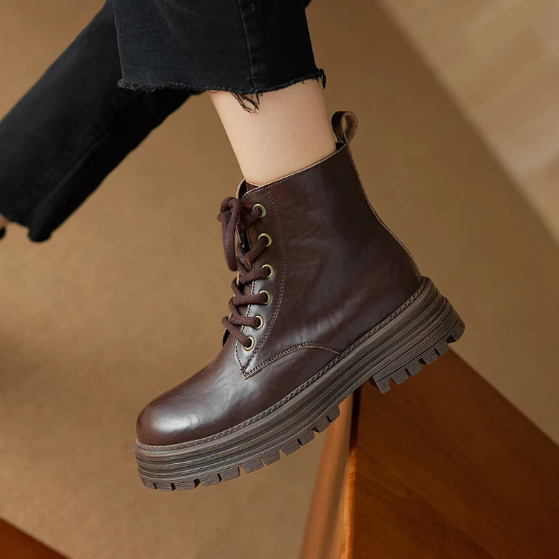 AIYUQI Women's Ankle Boots 2025 New Anti-slip Desert Short Boots Women Winter Platform British Style Women's Booties