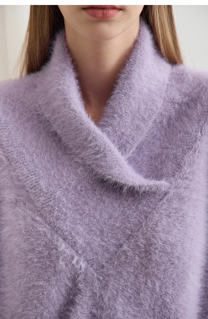 Damen-Rollkragenpullover locker Fledermausärmel Winter