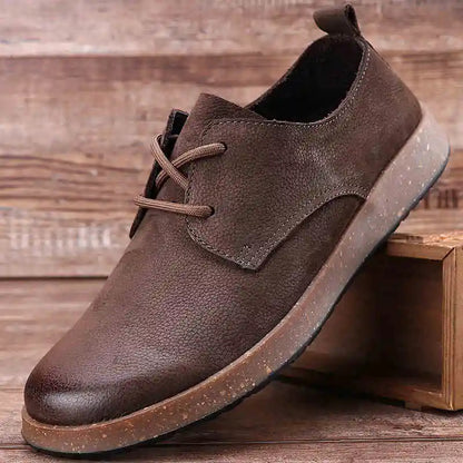 Non-Slip Lace Up Single Shoe Thick-Soled Men's Shoes Retro Shoes Men's Shoes Wear-Resistant Solid Color Handmade Men's Shoes