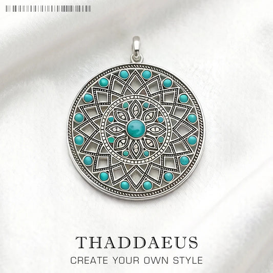 Damen-Charm-Anhänger Türkis-Stein Ornament II aus Sterlingsilber