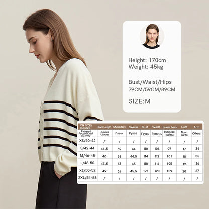 Damen-Strickjacke Baumwolle V-Ausschnitt Kontraststreifen kurz Raglan Frühling