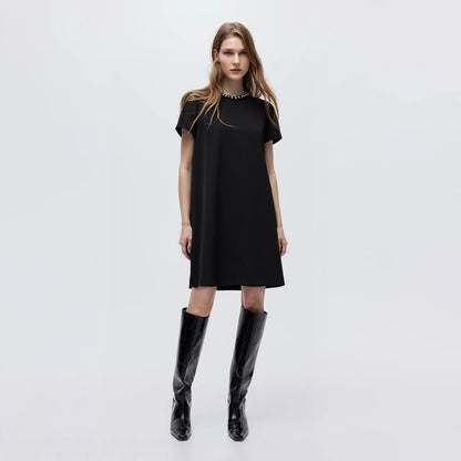 Elegantes Damen Kleid Leinen Mix Business Freizeit Stil