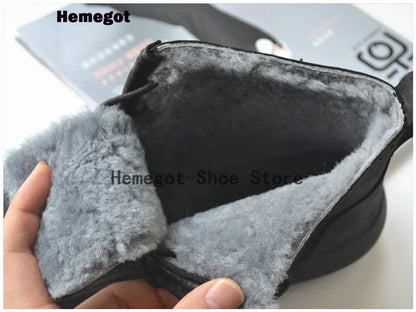 Winter Sheepskin Fur Men's Shoes Genuine Leather Warm Anti-Slip High-Top Men Shoes Handmade Men Snow Boots Newest Warm Boots
