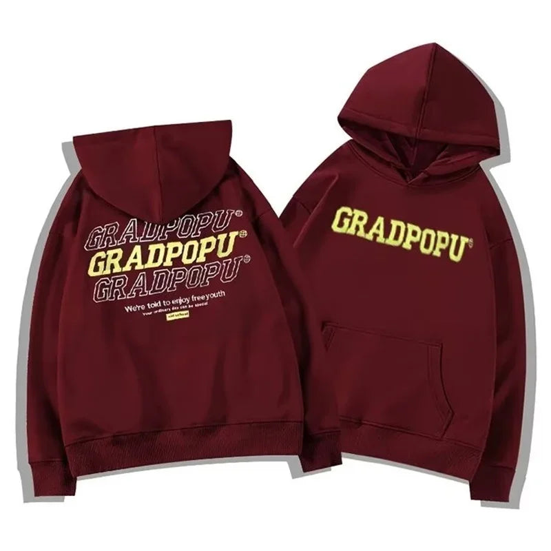 Herbst männer Brief Gedruckt Mit Kapuze Sweatshirts 2025, Neue Hip Hop Baumwolle Fleece Oversize Hoodies Y2K Vintage Streetwear Hoody