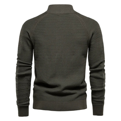 Herren Strickjacke aus Baumwolle im eleganten Mock Neck Design für Wintermode