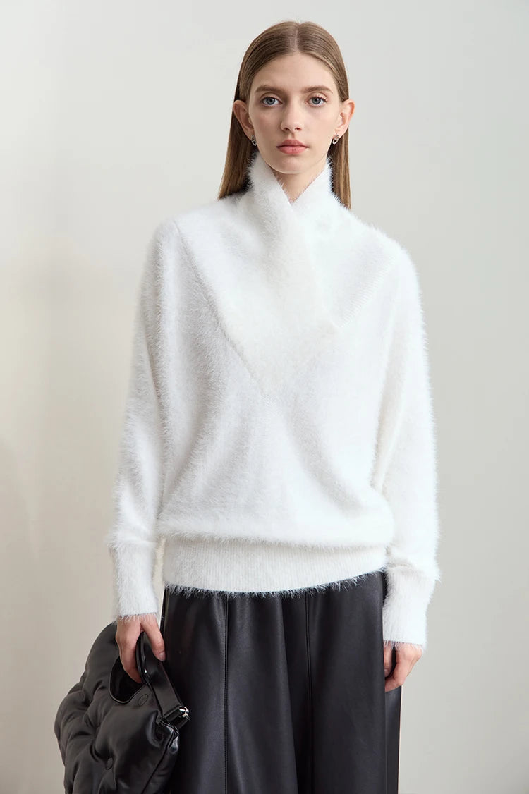 Damen-Rollkragenpullover locker Fledermausärmel Winter