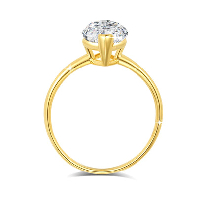 Damen-Verlobungsring aus Moissanit in 14K Gold, Marquise-Schliff, 3 Karat, Zertifikat