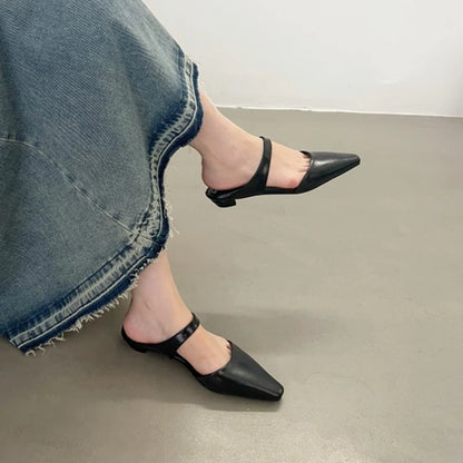 AIYUQI Frauen Maultiere 2025, Frühjahr Neue Closed Toe Frauen Maultiere Spitz Halbe hausschuhe Für Frauen Niedrigen absätzen Mode weibliche Hausschuhe