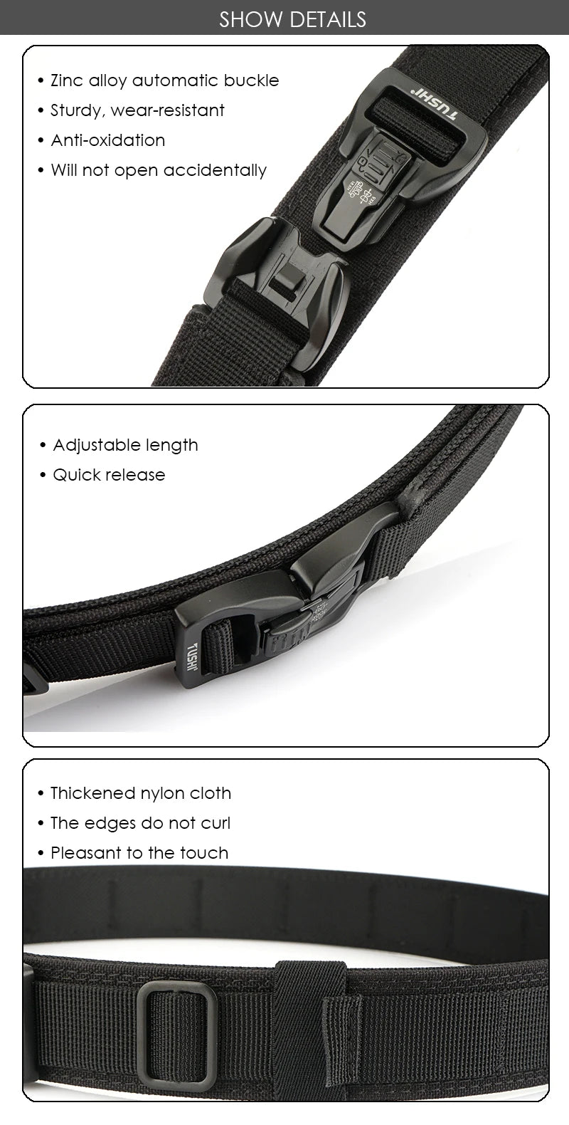 Herren-Taktischer Gürtel aus Nylon mit Metall-Schnellverschluss, Robuster Militärstil, 3,8 cm Breite