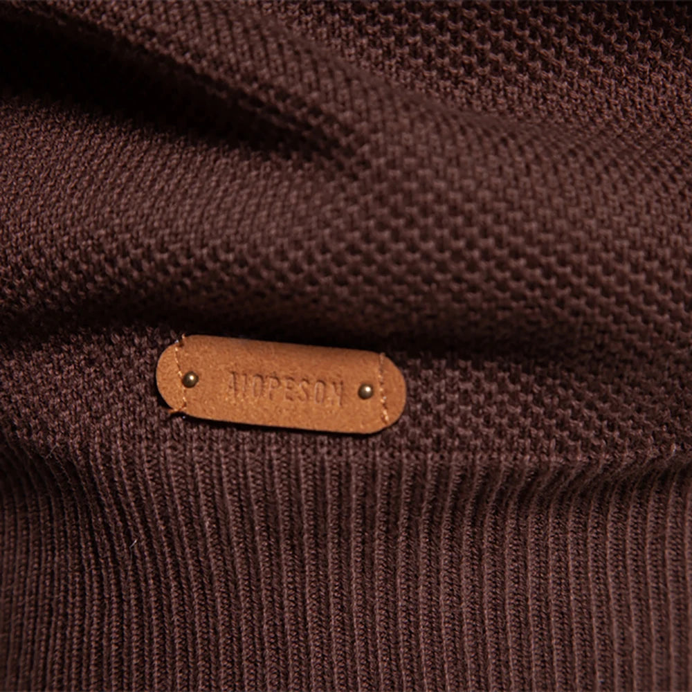Herren Pullover aus hochwertiger Baumwolle mit Reißverschluss im Mock Neck Stil