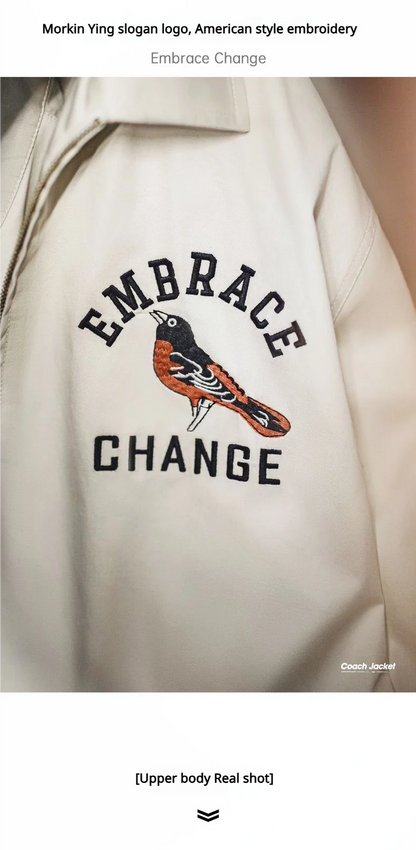 Herren Vintage-gestickte Coach-Jacke im lässigen Stil mit Reißverschluss