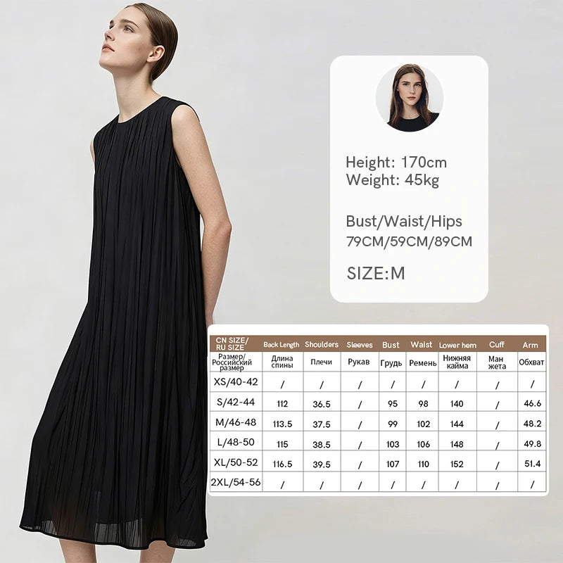 Ärmelloses Plissiertes Midikleid Für Damen Elegant Leicht Und Flugig