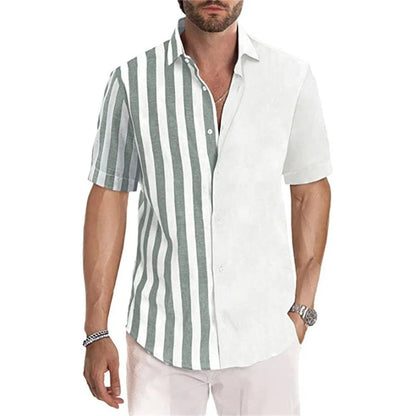 Leichtes Herren-Hemd aus Eisseide mit Blumenmuster, kurzärmelig und knitterfrei – ideal für den Sommer.