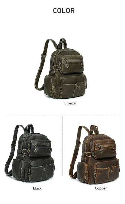 Damen-Schulrucksack Großes Fassungsvermögen 20-35 Liter Mit Gepolstertem Rücken Vintage Schwarz