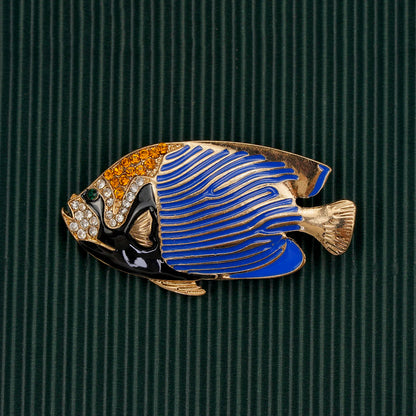 Brosche Fisch Schmetterling Insekt Emaille Kristall Vintage Retro Kleidung Damen