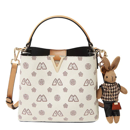 Damen Handtasche im Retro-Stil mit kleinem Bucket Bag
