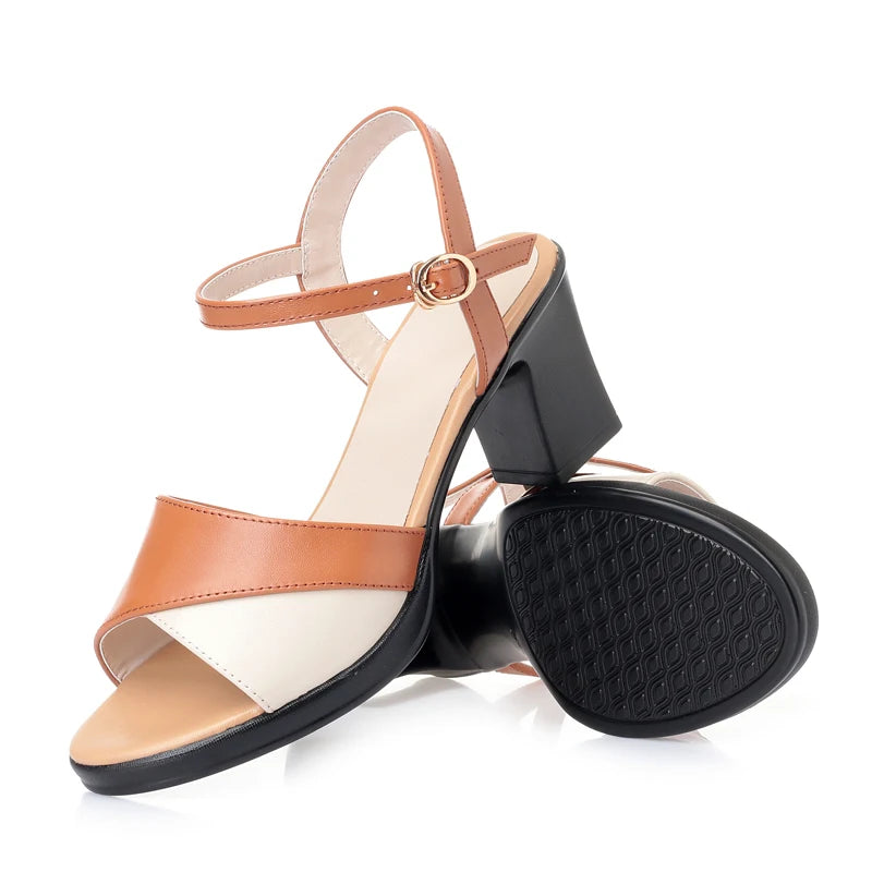 Damen Römische Sandalen High Heel Farbblock
