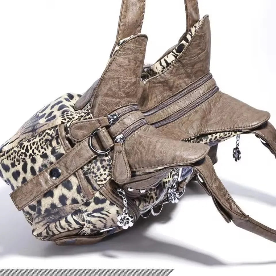 Damen-Handtasche Leopard Muster Großes Top-Handle Shopper Mit Vielseitiger Nutzung