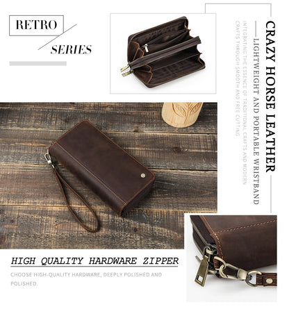 Herren Echtleder Clutch Vintage Business Geldbörse Kartenhalter Reise Büro Geschenk