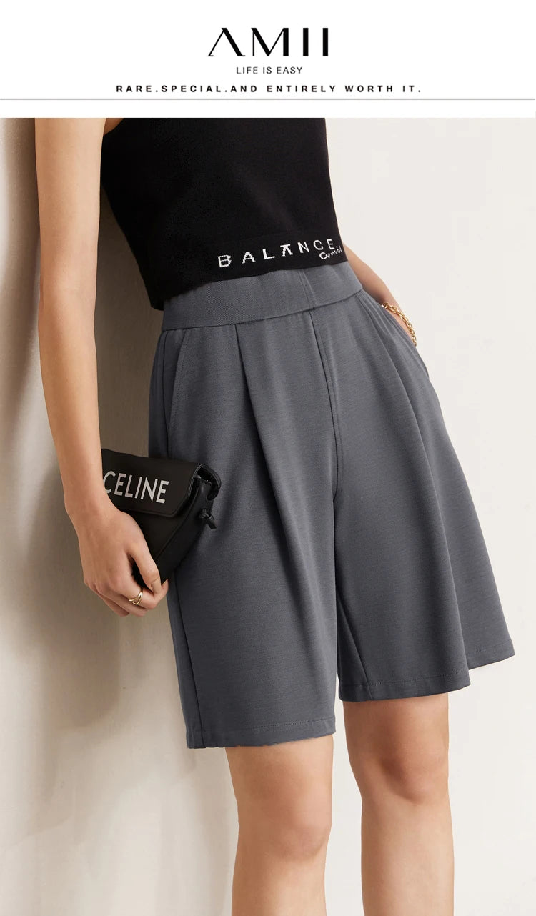 Damen Shorts im Minimalismus-Stil mit elastischer Taille für den Sommer