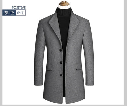 Eleganter Wollmantel für Herren – Herbst & Winter