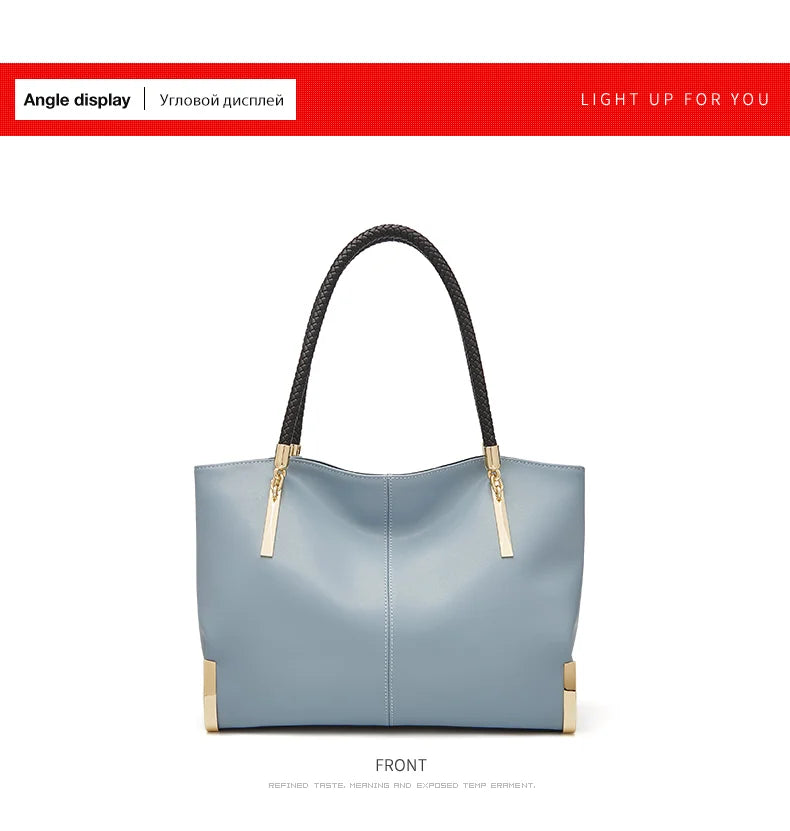Damen Schultertasche Elegant aus Spaltleder mit Großem Fassungsvermögen
