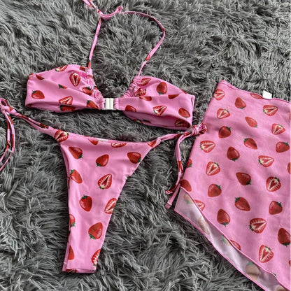 Zweiteiliges Damen-Bikini-Set mit Strasssteinen und Push-up-Effekt – ideal für Strand und Pool