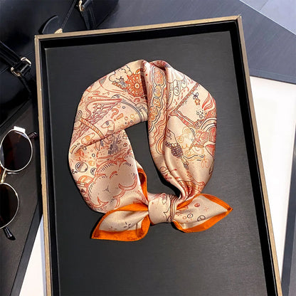 Damen Seidenschal 53cm quadratisch Blumenprint Luxus Hijab Bandana L