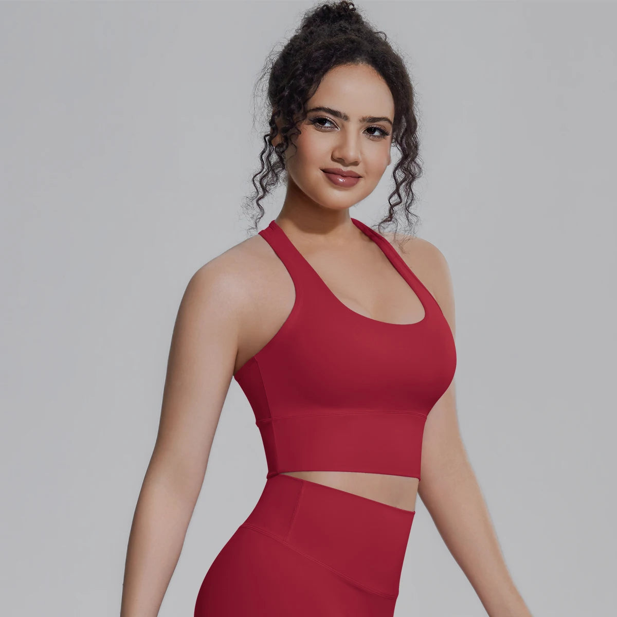 Damen Yoga-Top, ärmellos, rotes Sporttop mit Cut-out unter der Brust