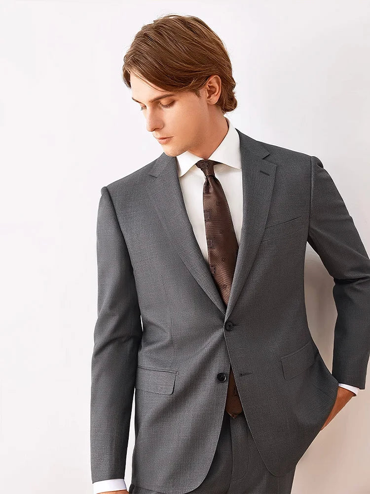 Eleganter Herrenanzug aus 70% Wolle in Tiefblau – Slim Fit, Doppelreihig, mit Weste und Hose – Perfekt für Hochzeiten und formelle Anlässe