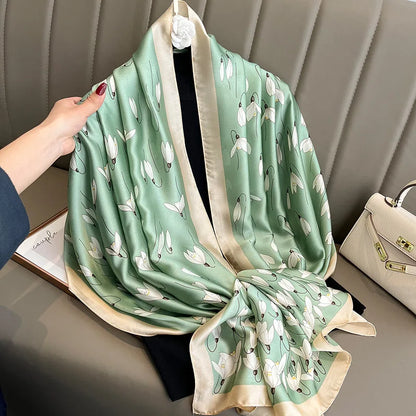 Damen Seidenschal groß 180x90cm Sommer Strand Foulard Bandana weich