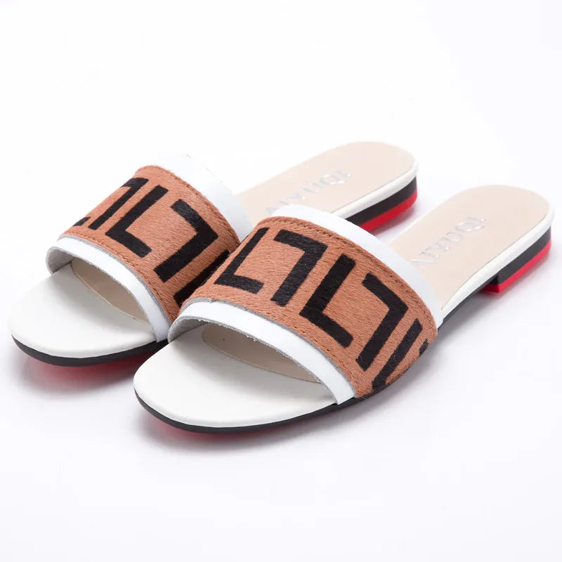 Damen Hausschuhe Echtes Leder Pferdehaar Casual