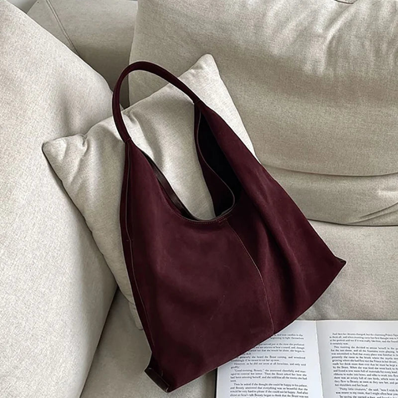 Wildleder Hobo Schultertasche Naturleder | Große Crescent