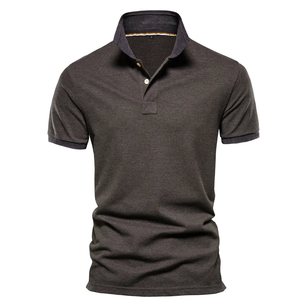 Herren Poloshirt aus Baumwolle in einfarbig mit klassischem Design für Freizeit und Business