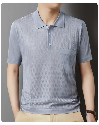 Kurzes Herren-Poloshirt mit Perlenkragen – ideal für Sport und Freizeit im Sommer