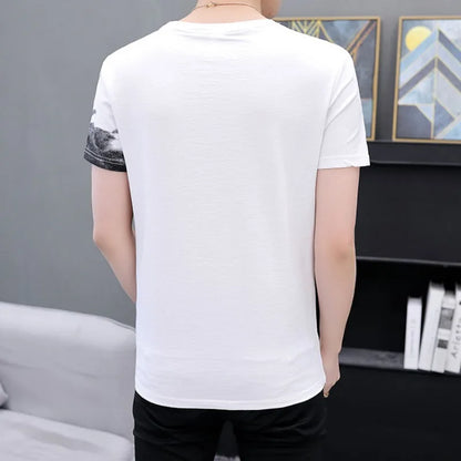 Herren T-Shirts aus gefärbtem Stoff mit klassischem Rundhalsausschnitt und Kurzarm