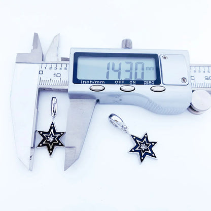 Damen-Charm-Anhänger schwarzer Stern Vintage aus Sterlingsilber