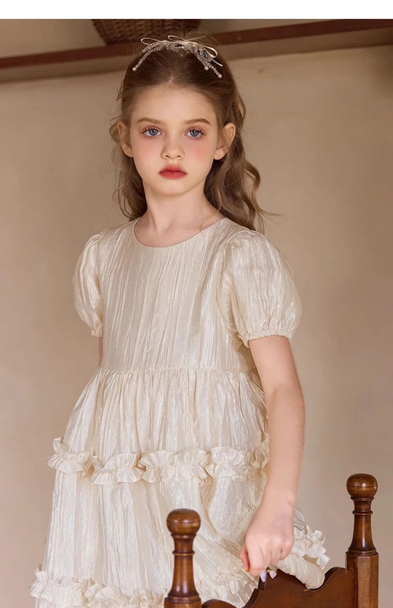 Sommerkleid für Mädchen im chinesischen Retro-Stil mit kurzen Ärmeln – Kawaii Cheongsam Chi-Pao Design für Kinder von 110cm bis 170cm