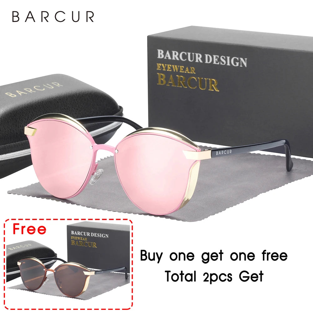 Damen-Sonnenbrille rund Katze Farbverlauf polarisiert UV400 B