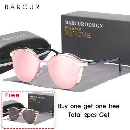 Damen-Sonnenbrille rund Katze Farbverlauf polarisiert UV400 D