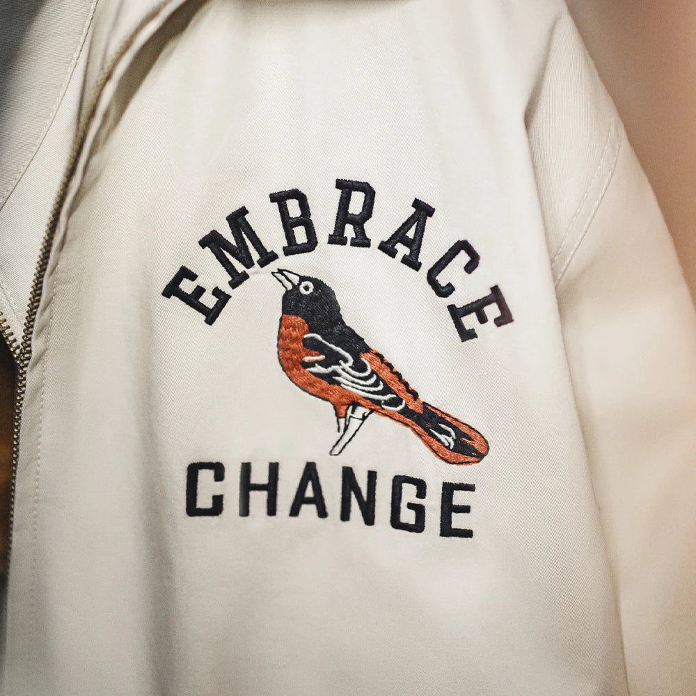 Herren Vintage-gestickte Coach-Jacke im lässigen Stil mit Reißverschluss