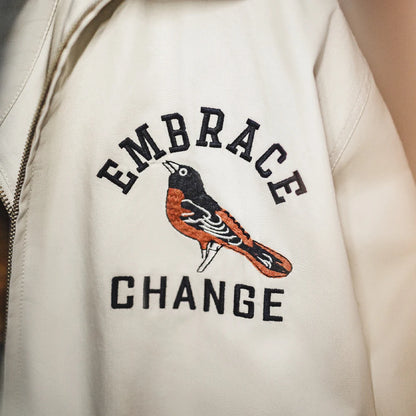 Herren Vintage-gestickte Coach-Jacke im lässigen Stil mit Reißverschluss