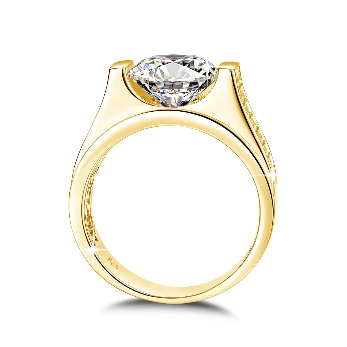 Herren-Ring Moissanit Silber 925 mit Zertifikat 10 mm Stein Alltag und Festlichkeiten hochwertig