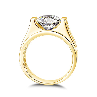 Herren-Ring Moissanit Silber 925 mit Zertifikat 10 mm Stein Alltag und Festlichkeiten hochwertig