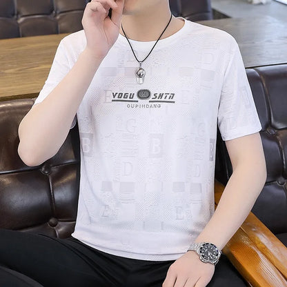 Herren T-Shirt aus feinem Wollstoff mit luxuriösem Print im Slim Fit