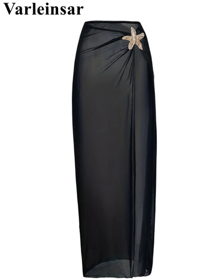 Damen Badeanzug Rock tiefer V-Ausschnitt Neckholder Seestern gepolstert Einteiler