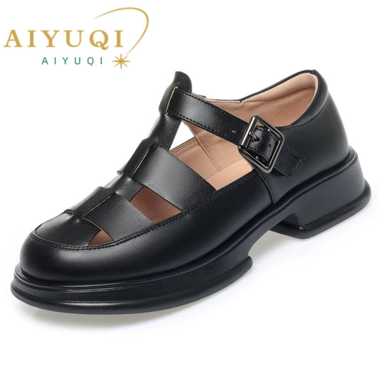 Damen Römische Sandalen Echtes Leder Durchbrochen