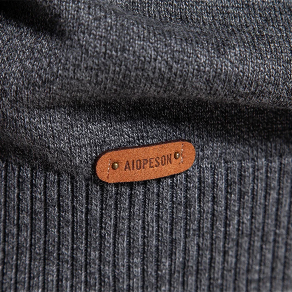 2023 neuer Herbst Baumwoll pullover für Männer o Hals Patchwork Ärmel Pullover Männer einfarbig warme Winter Herren Pullover