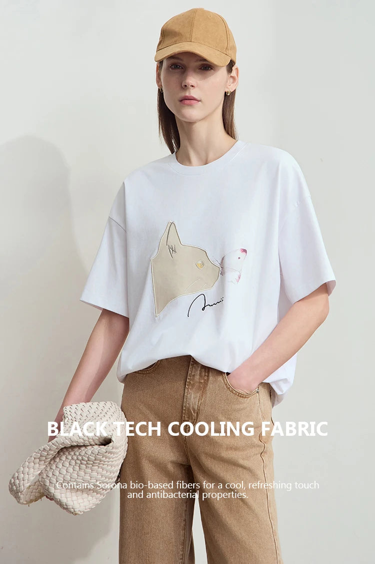 Damen T-Shirt im lässigen Stil mit Rundhalsausschnitt und kurzem Arm