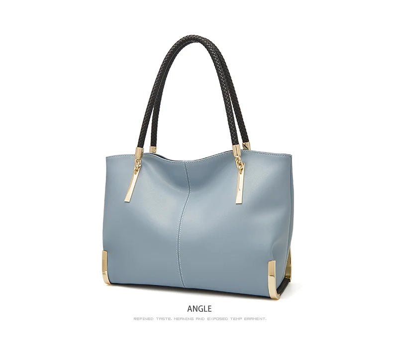 Damen Schultertasche Elegant aus Spaltleder mit Großem Fassungsvermögen